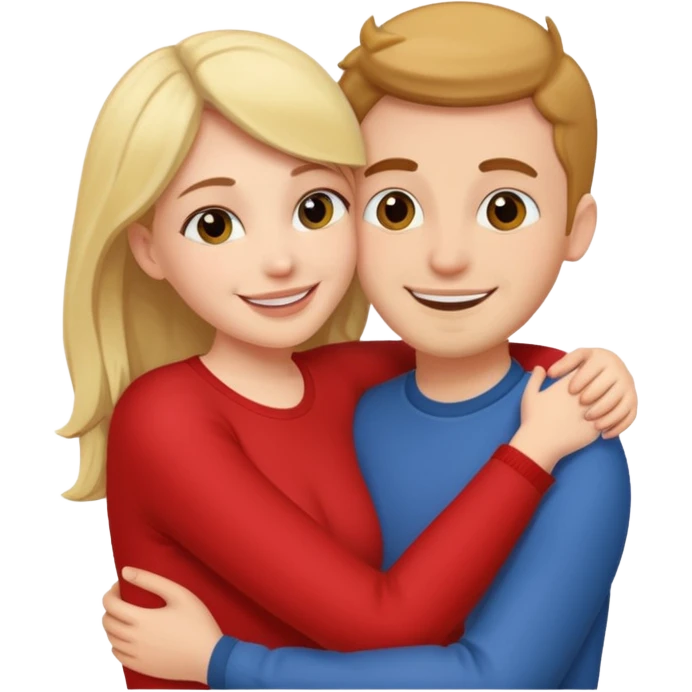 Woman hugging boyfriend emoji