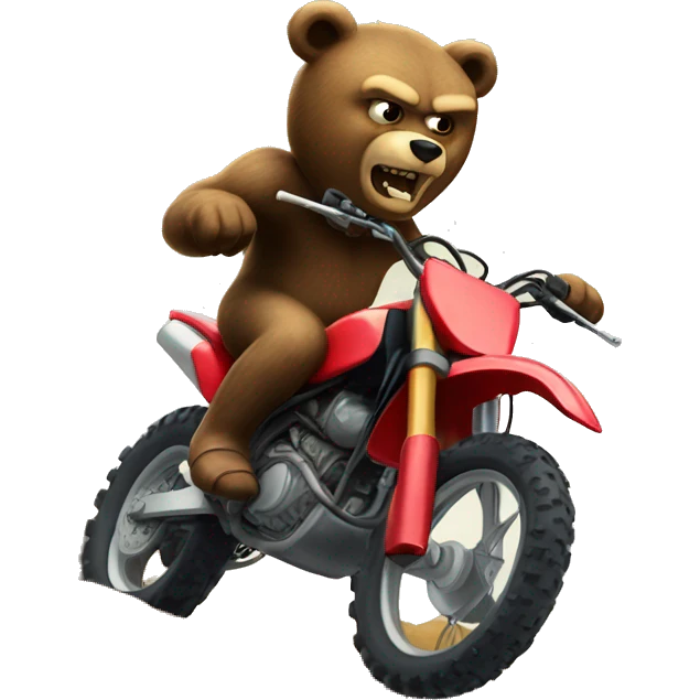 Angry bear riding a 2 stroke dirtbike emoji