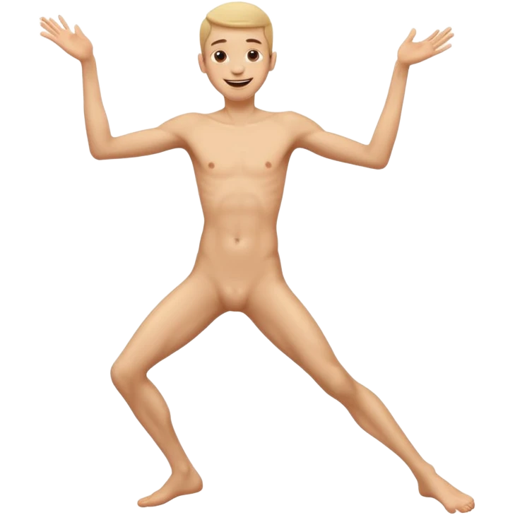 Skinny naked guy dancing happy emoji