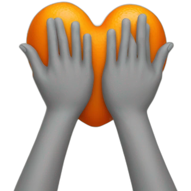 Two hands holding an Orange heart emoji