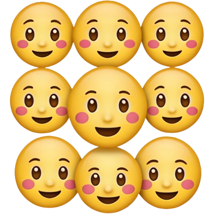 Round face emoji sticker pack with the following emotions: 😁- față radioasă cu ochi zâmbitori emoji
