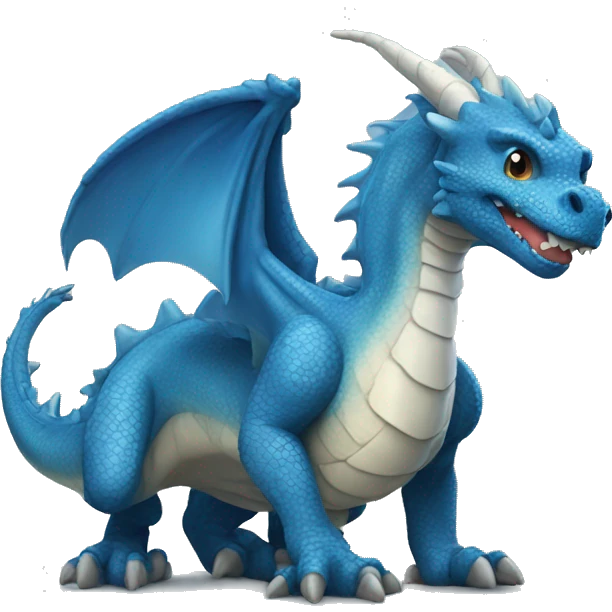 Realistic cute blue dragon  emoji