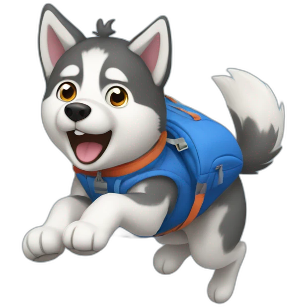 husky jumping with parachute emoji