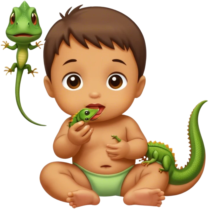 Baby eating lizard emoji