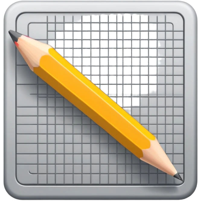 A pencil placed over a square grid, representing the sketching phase of a logo emoji