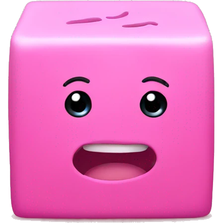 Pink cube with hands and feet.
 Cute emoji