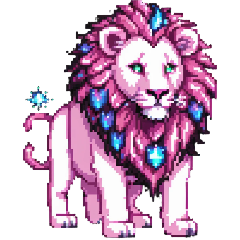 Pink magical lion with sparkles and glowing mane emoji