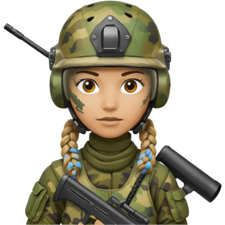 paintball player with geared face braided hair emoji