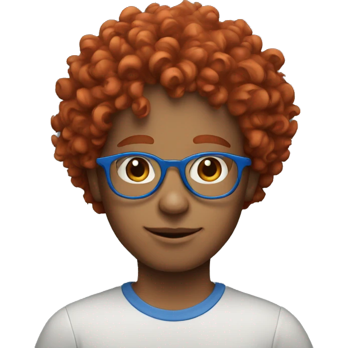 A boy with red curly hair and blue glasses  emoji