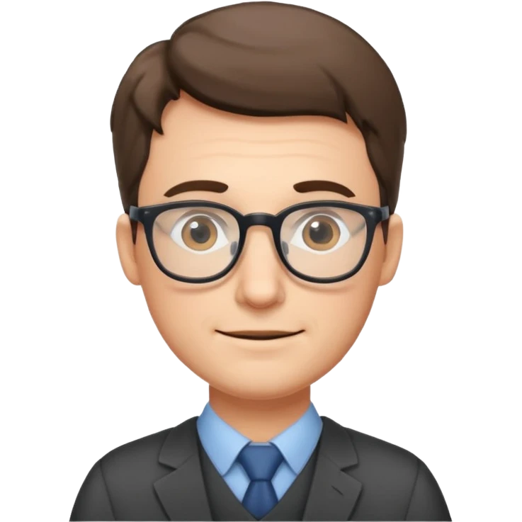 male teacher with glasses, friendly emoji