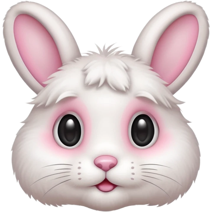 Cute emoji-style bunny with big round eyes, soft pastel colors, fluffy fur, small pink nose, simple clean design, centered, transparent background, 1:1 ratio. emoji