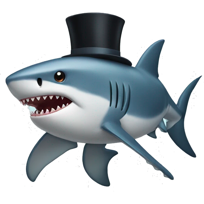Shark with a top hat emoji