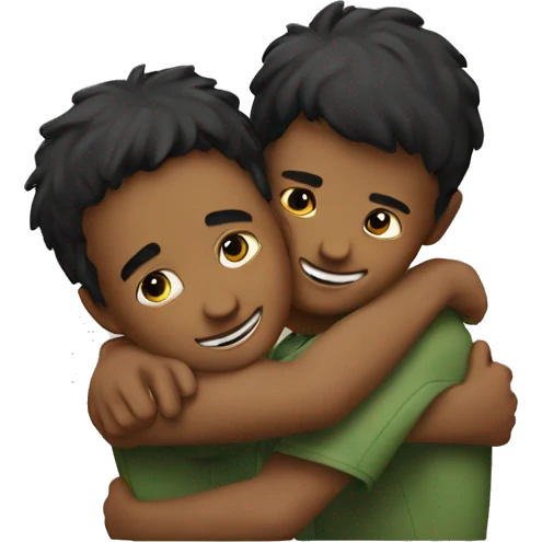 Two boys hug each other emoji