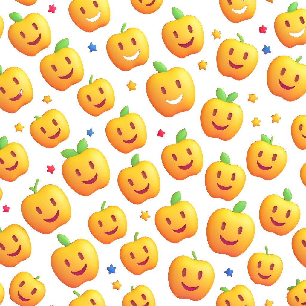 Create a small pile of fewer than 10 various 3D style Apple-type emojis inspired by the provided image, including smiley faces, hearts, and stars, without any background. emoji