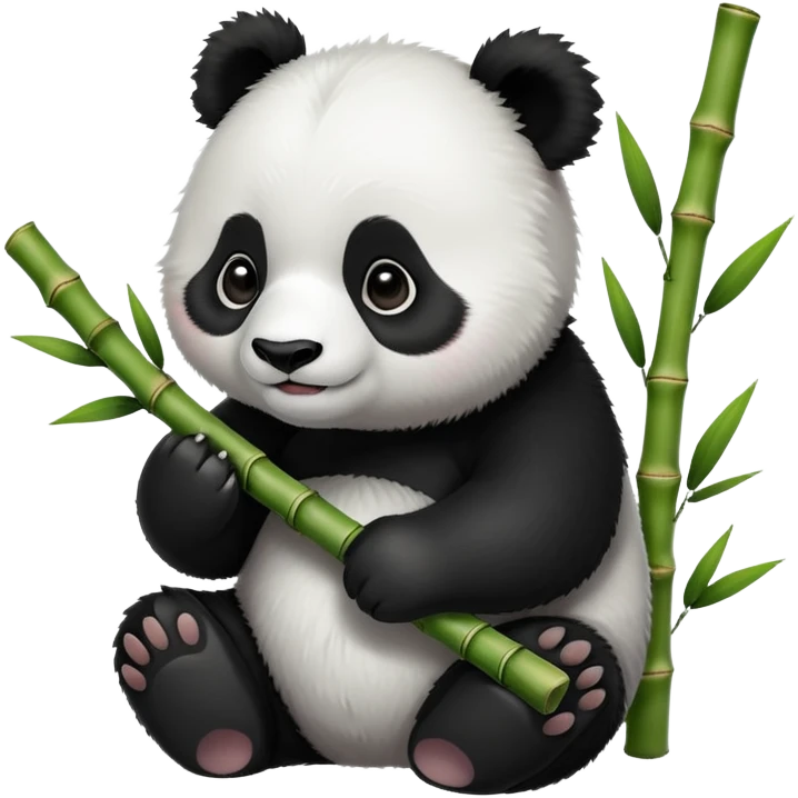 cute panda holding bamboo emoji