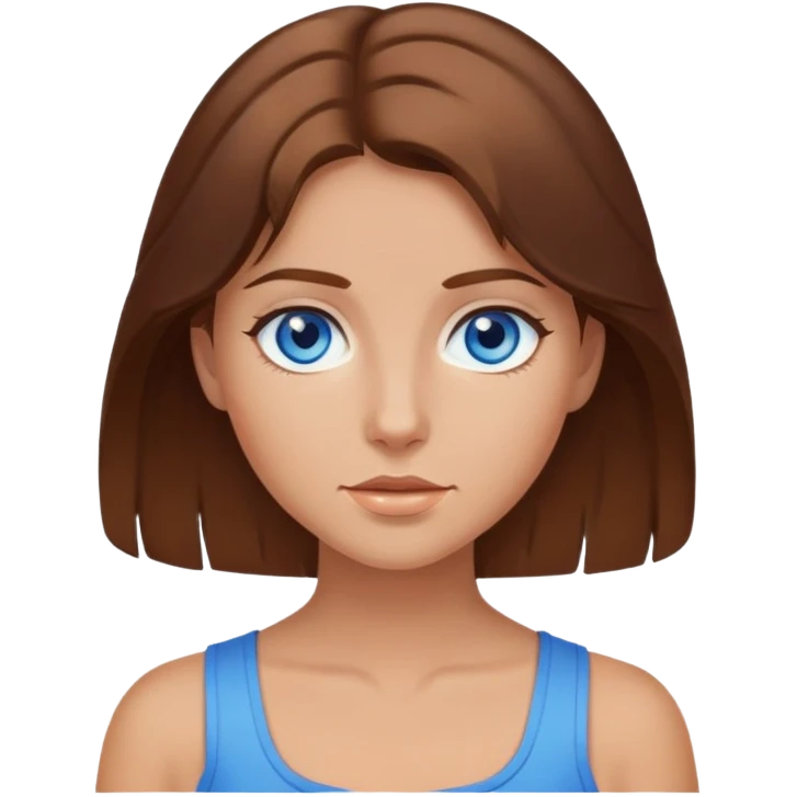 Girl with brown hair and blue eyes with tanned but white skin  emoji