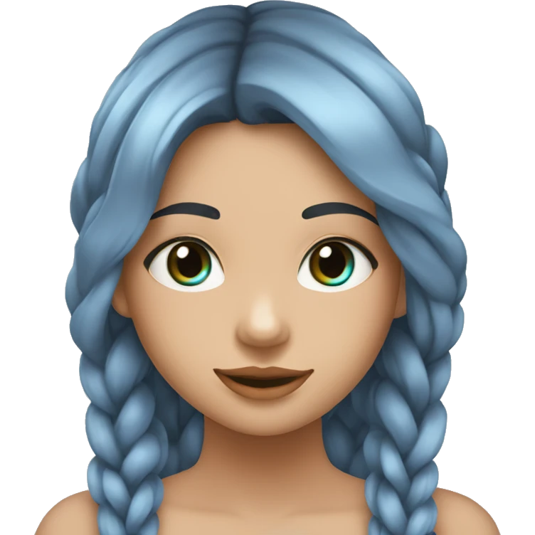 chica de ojos azules con trenzas largas color gris emoji