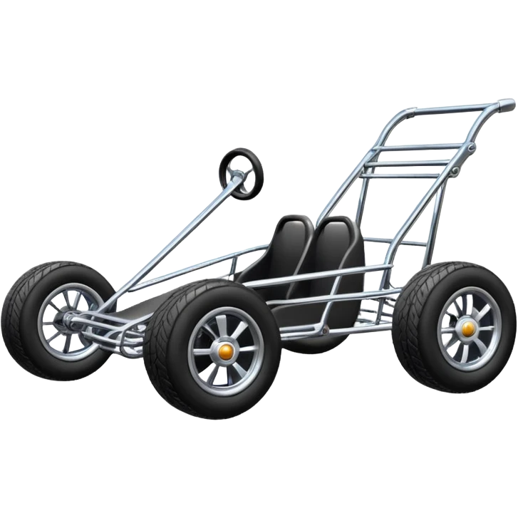 Race car whose frame and suspension is made of shopping cart material  emoji