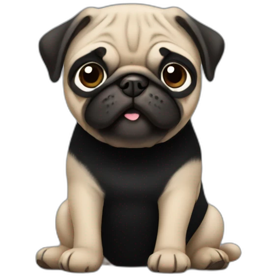 pug wearing a black t-shirt emoji