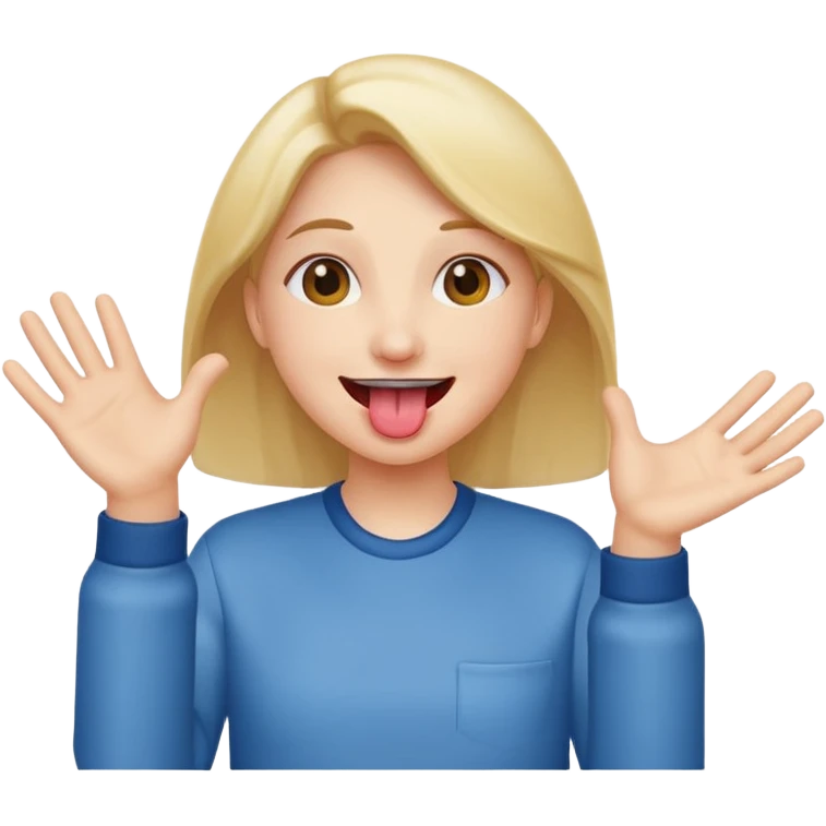 Smiling face with tongue out with hands out to the side emoji