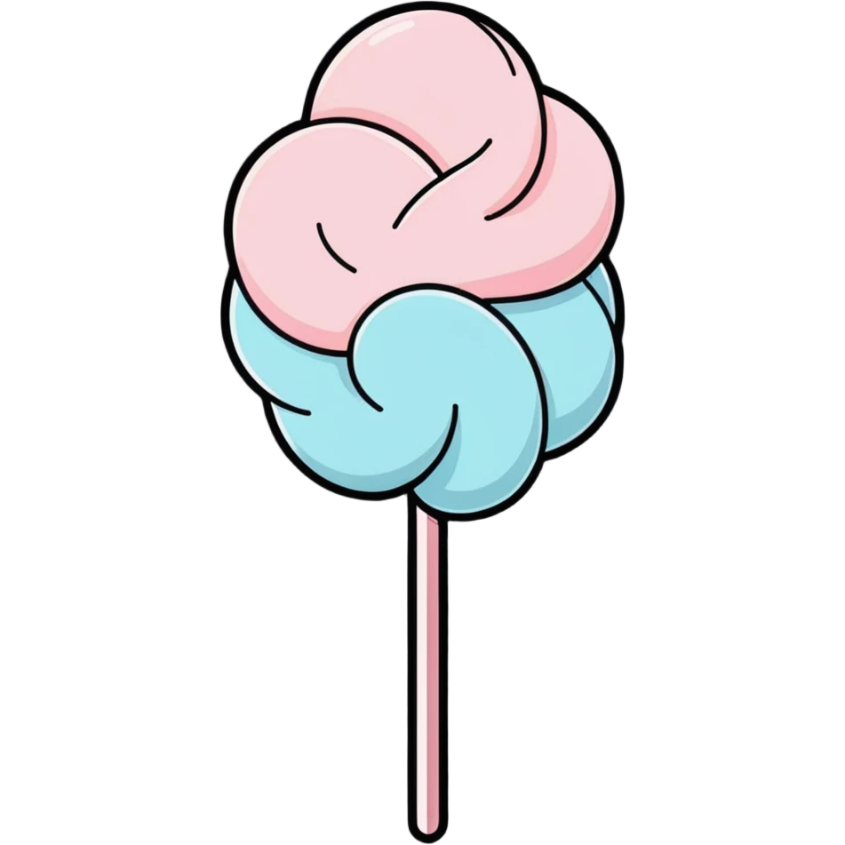 fluffy pastel pink cotton candy on a paper stick, swirling cloud-like texture, fluffy, not stringy or messy emoji