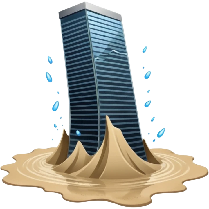 Skyscraper collapsing on quicksand emoji