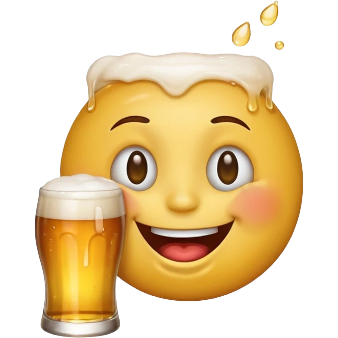 it should be a laughing emoji like a round face pointing forward and crying with laughter with a glass of beer in his other hand  emoji