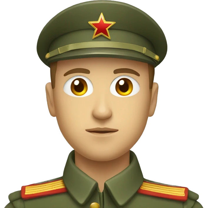 ussr soldier serious with military takes emoji