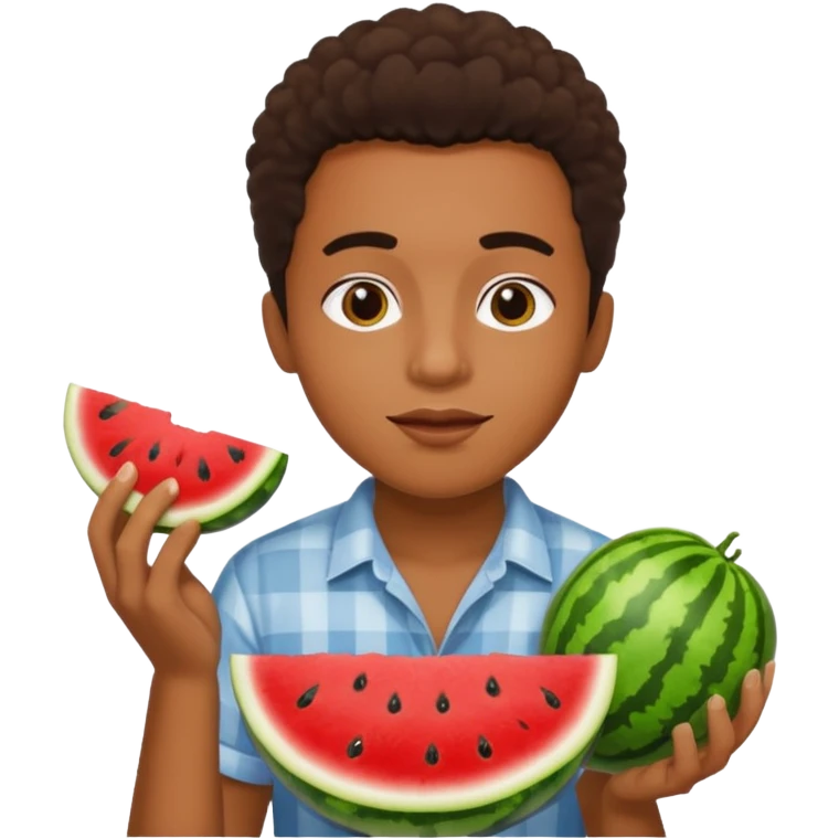 Black person eating watermelon and fried chicken emoji