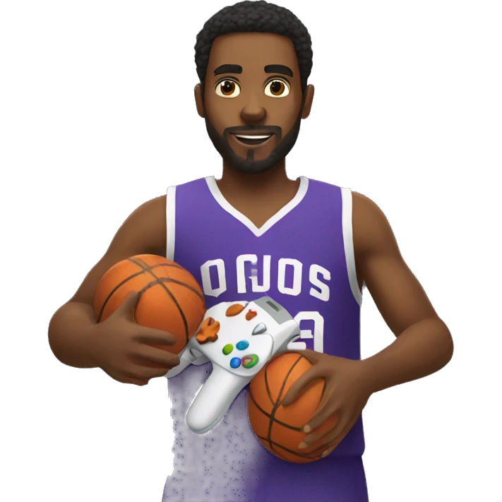 Basketball player holding game controller emoji