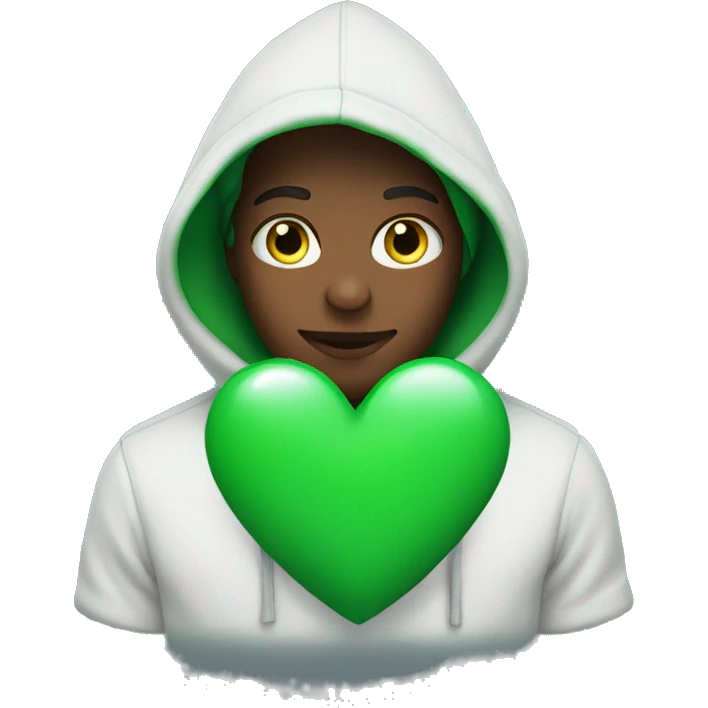 Green heart with a hoodie emoji