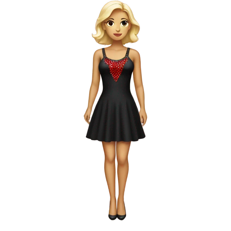 Black short dress with red rinestones on it emoji