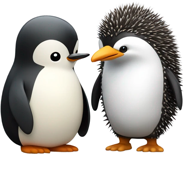 Penguin and hedgehog lovers emoji