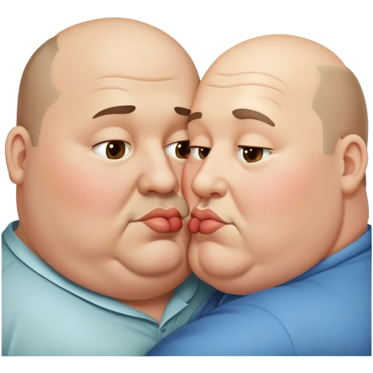 2 obese men kissing each other and the men are balding emoji