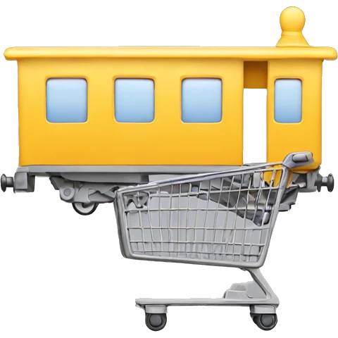a train made of shopping cart emoji