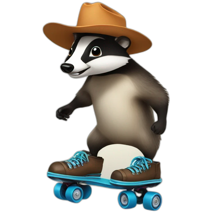 Badger wearing rollerskates and a cowboy hat emoji
