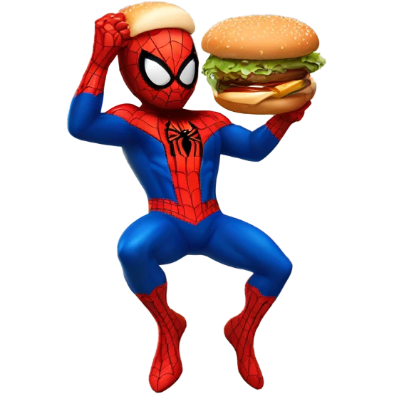Spider-Man eating a burger emoji