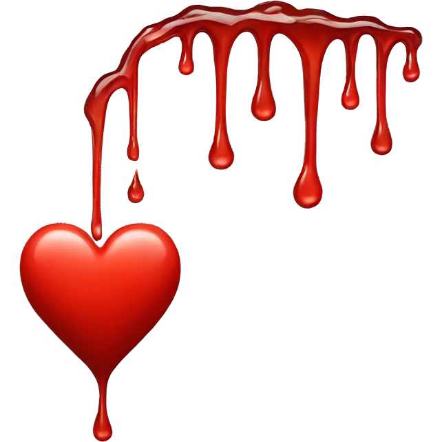 Red heart halfway filled dripping  emoji