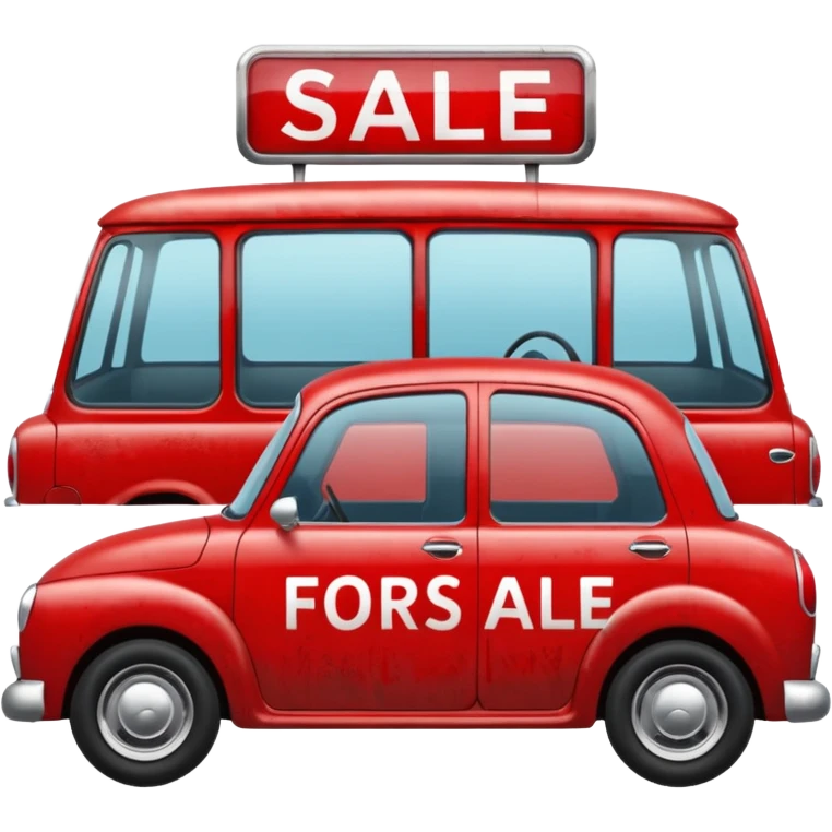 a car with a big capital letters for sale sign painted onto the window emoji