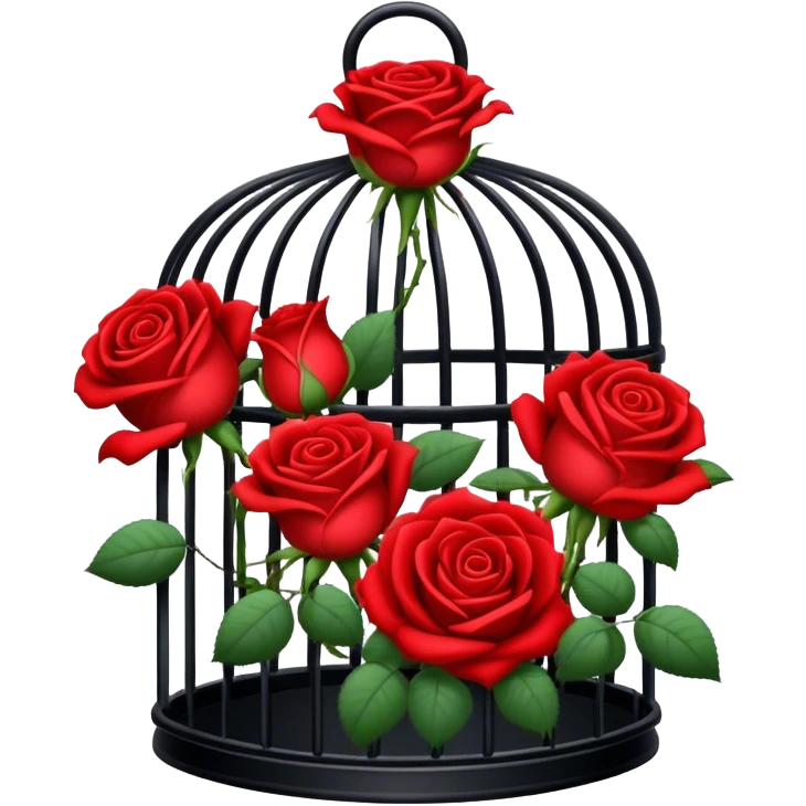Persian Red roses in black cage emoji