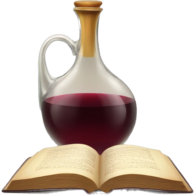 vintage carafe of wine with book emoji