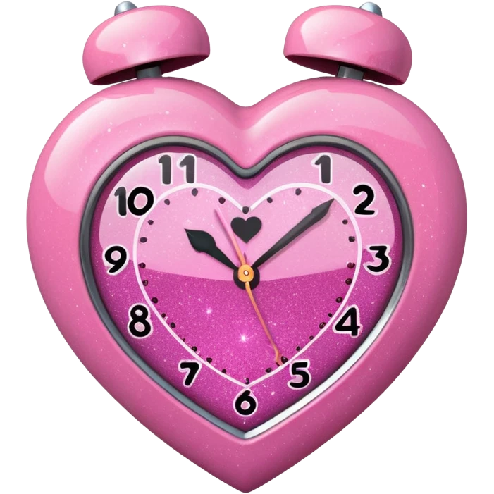 Pink heart shaped clock with glitter  emoji