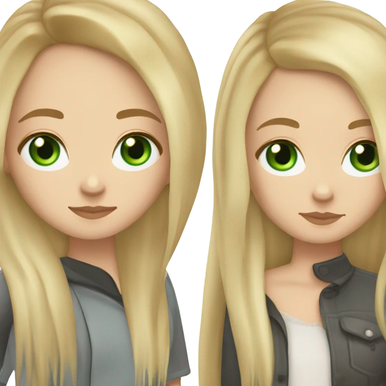 White girl with Long straight blonde hair, green eyes, tattoos emoji