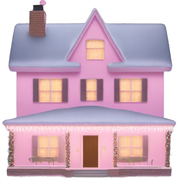 Big House with pretty light pink Christmas lights  emoji