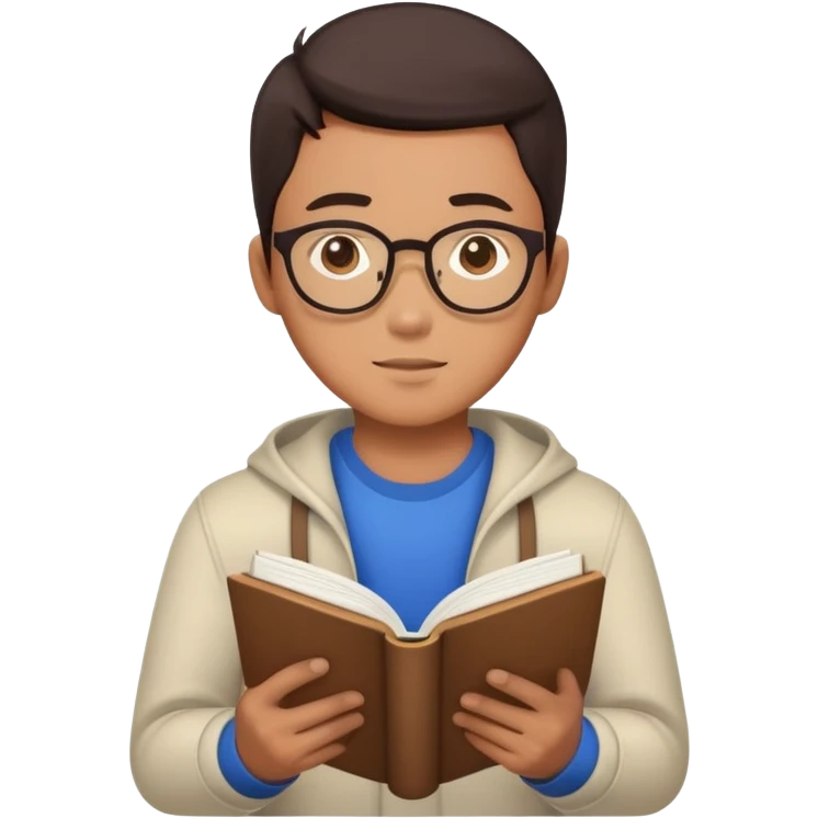 Asian guy with a book and advanced math emoji