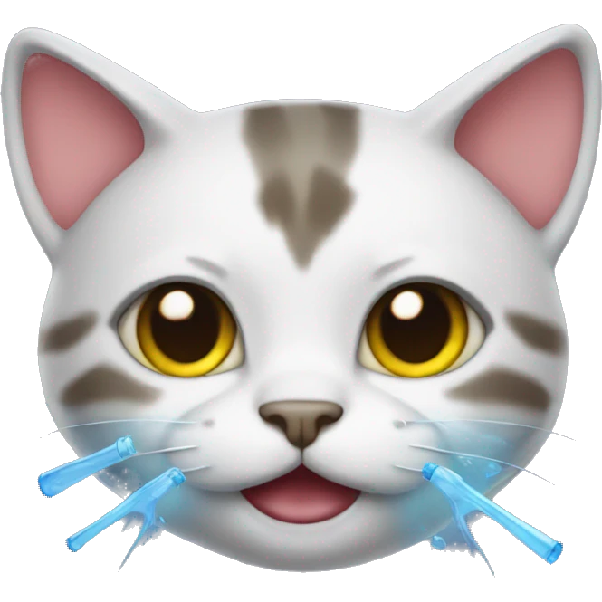 cute cat with water gun emoji