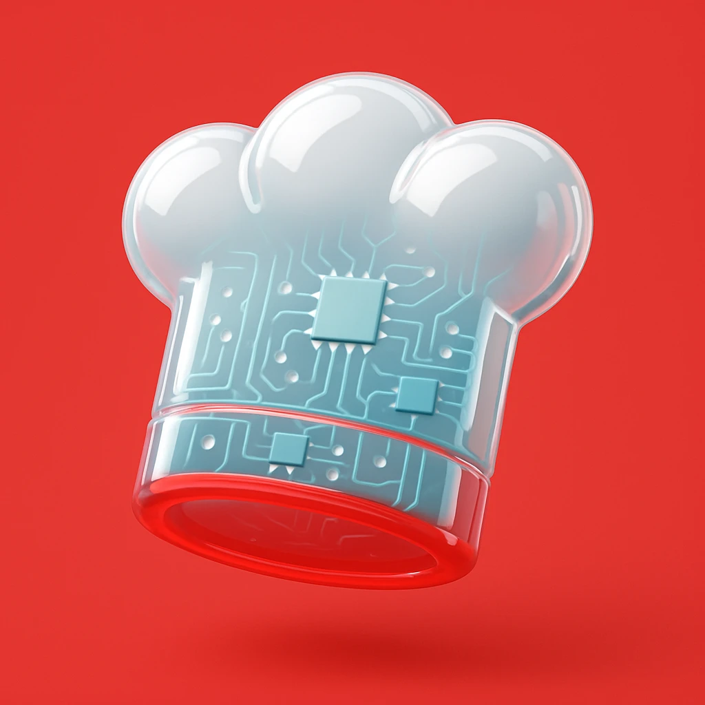 
White Chef hat  red background  emoji
