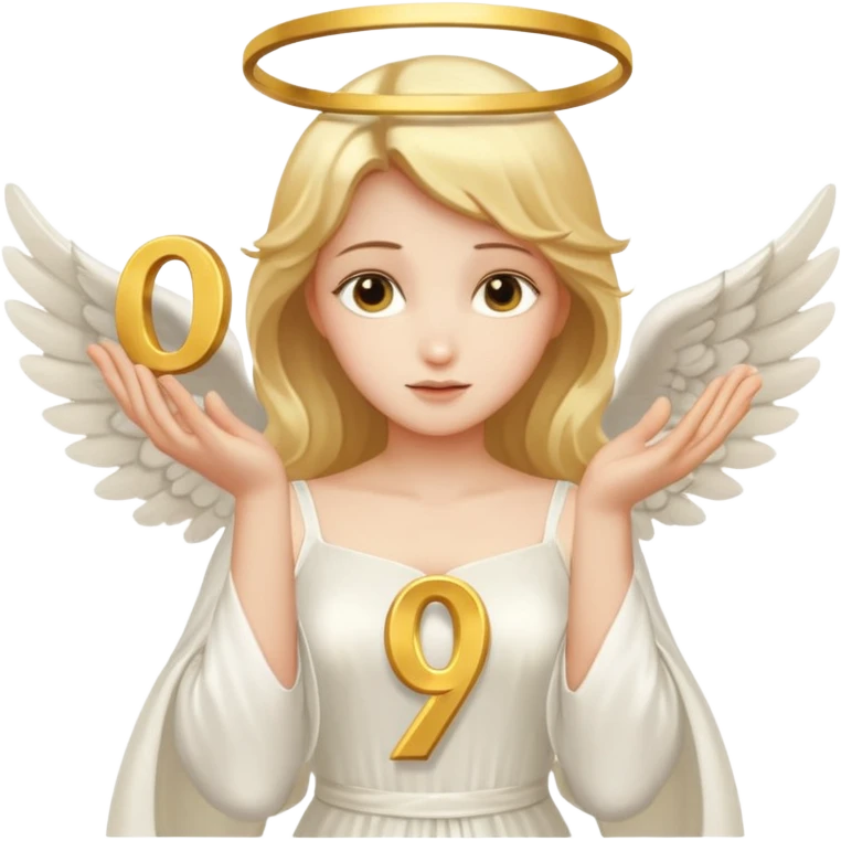 an angel holding number 0 on her hand emoji