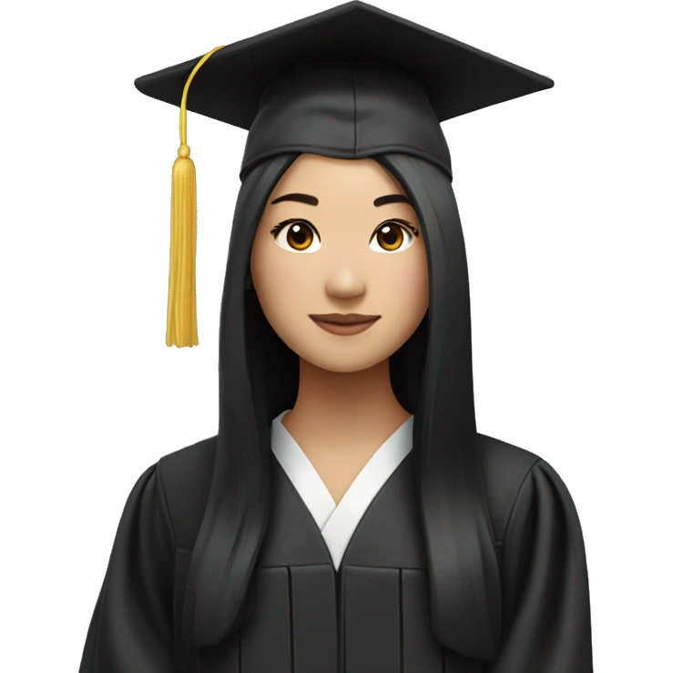 asian graduation girl with long black hair emoji