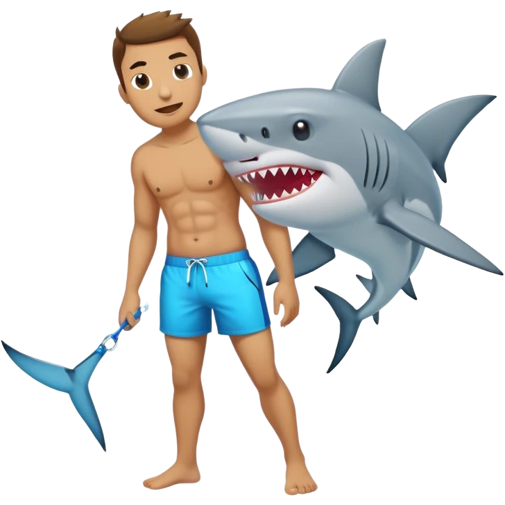 man with a shark  emoji